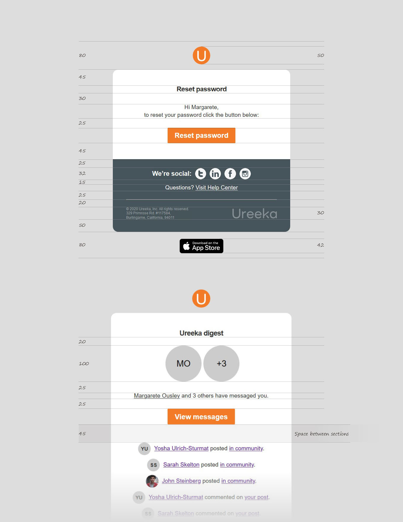 Design system for social network emails