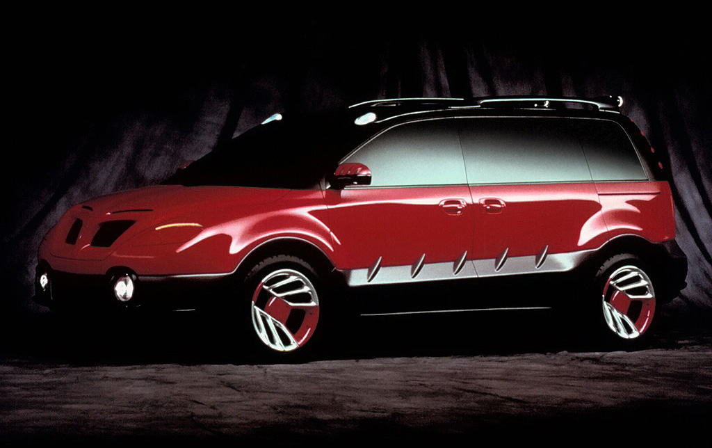 Studio shot of a 1998 Pontiac Montana Thunder concept van.
