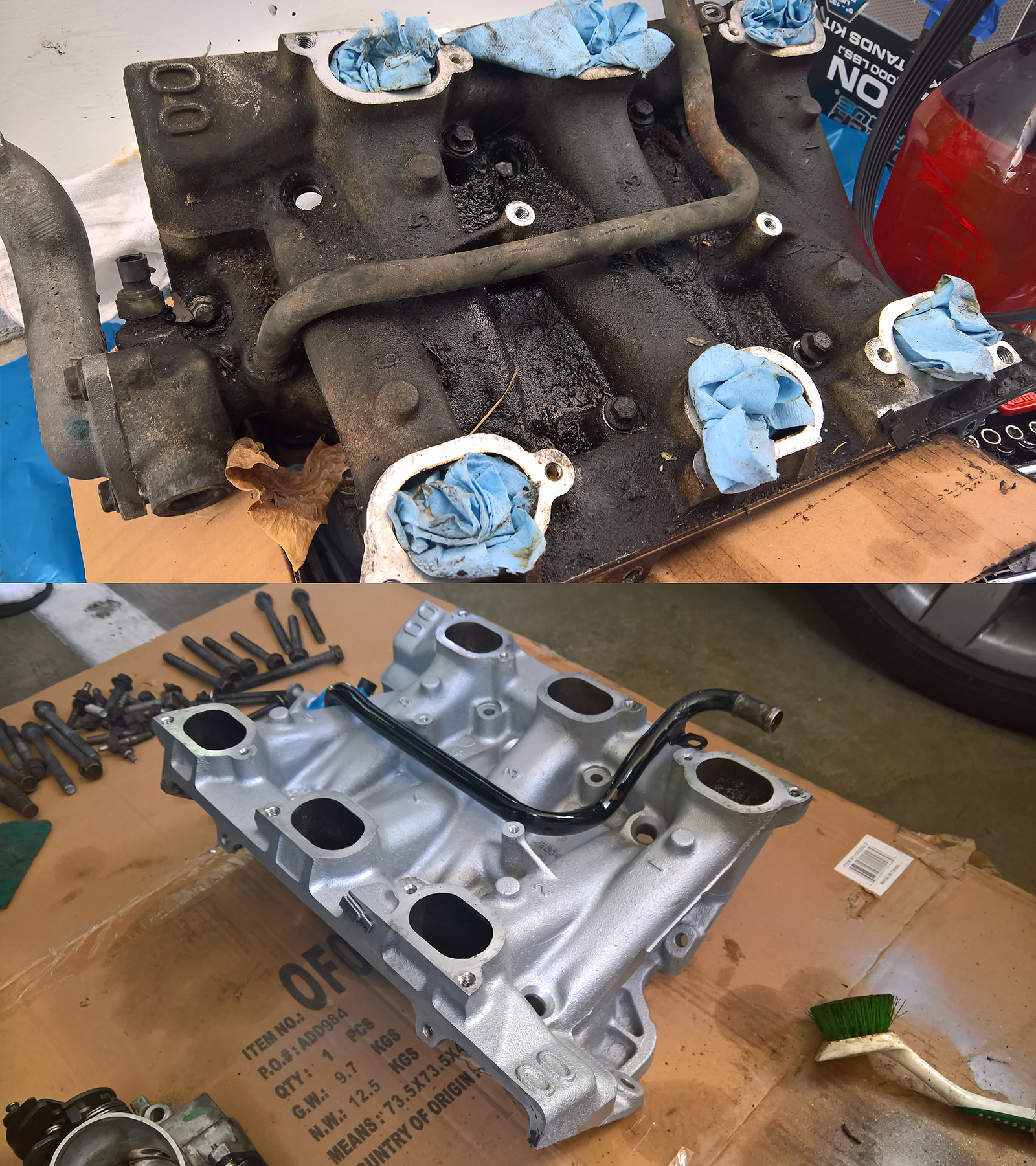 Pontiac Montana Thunder engine manifold restoration